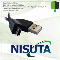 Cable Usb / Mini Usb 5 Pin 1.8m Nisuta