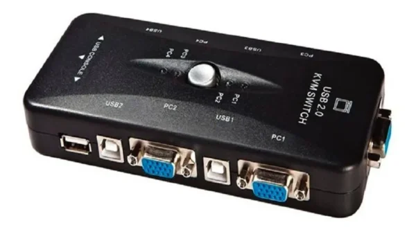 Kvm Switch 4 Puertos Pc Usb C/Cables Puresonic Vga
